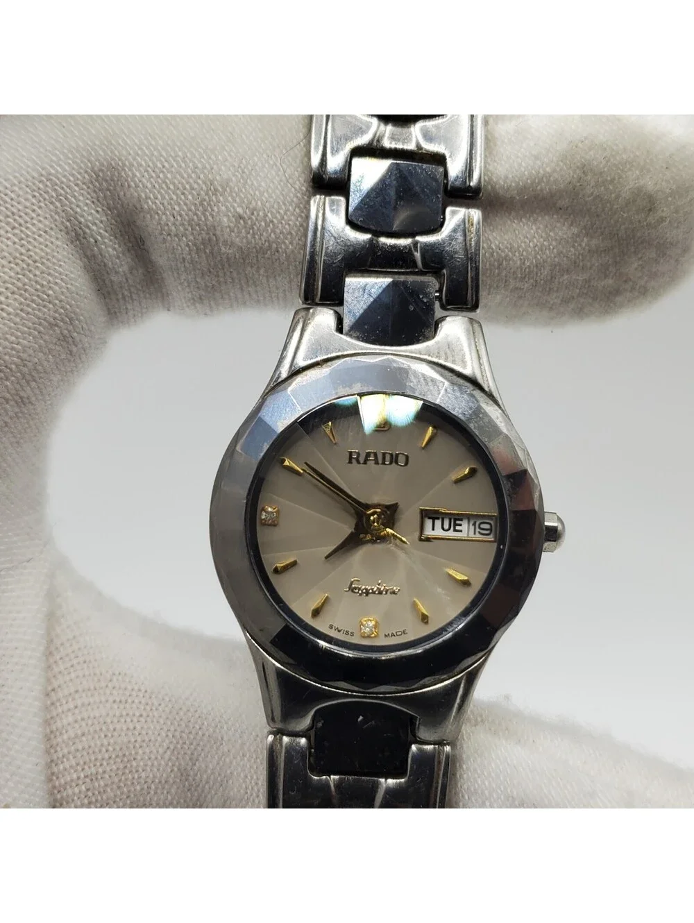 Rado Sapphire Crystal Prisim Womens Watch 22mm Day/Date Dial  New Battery